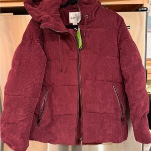 Sam Edelman Burgundy Corduroy Puffer Jacket